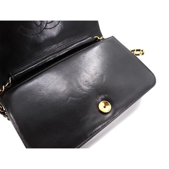 Chanel Metal Fittings Push Lock Chain Leather Black Gold Shoulder Bag - Picture 7 of 10